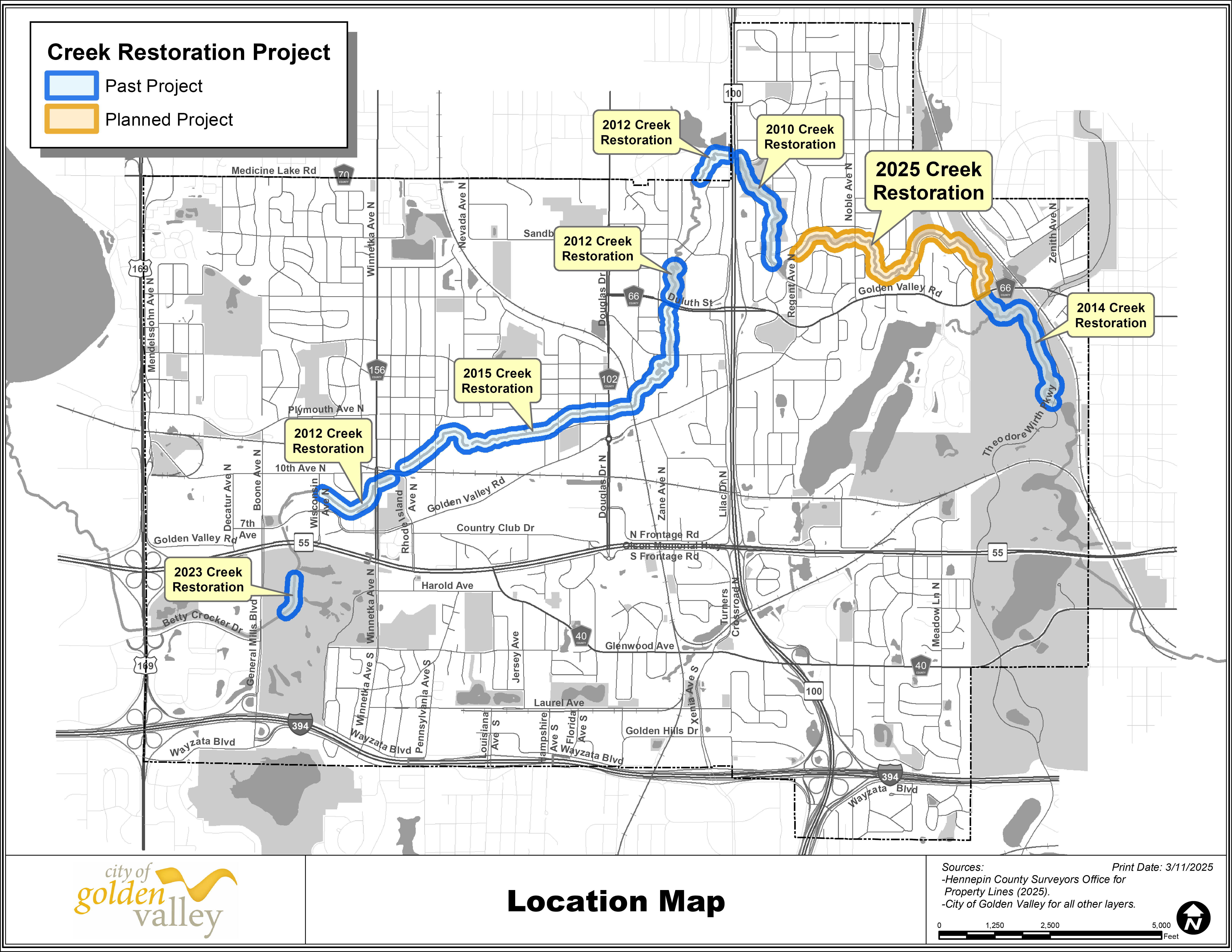Creek Restoration Project History Map